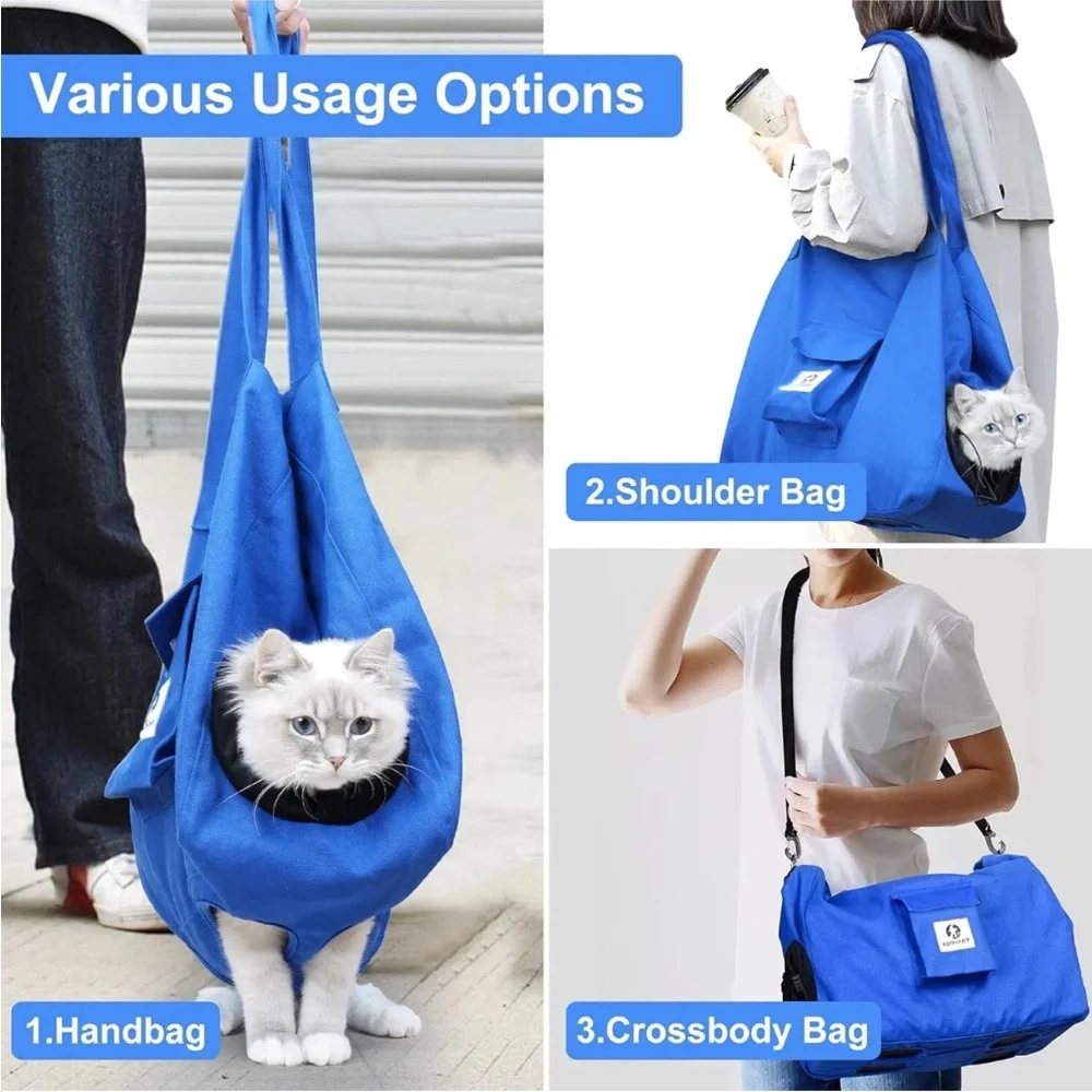 Pet Soft Travel Carrier Tote XL Bag 16-30 lbs Crossbody Strap Dog Cat Blue NEW